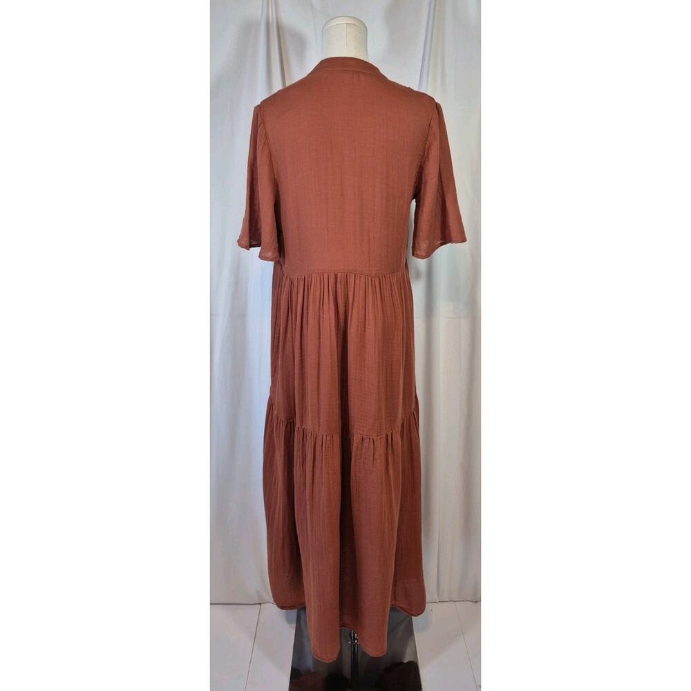 Anthropologie Somerset Brown Cotton Midi Dress XXS - Picture 7 of 9